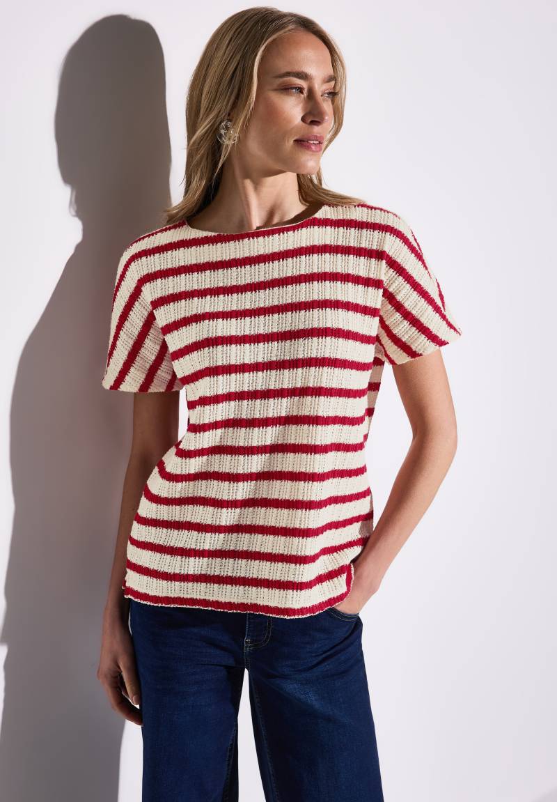 STREET ONE Kurzarmpullover, gestreift, in Struktur-Optik von STREET ONE
