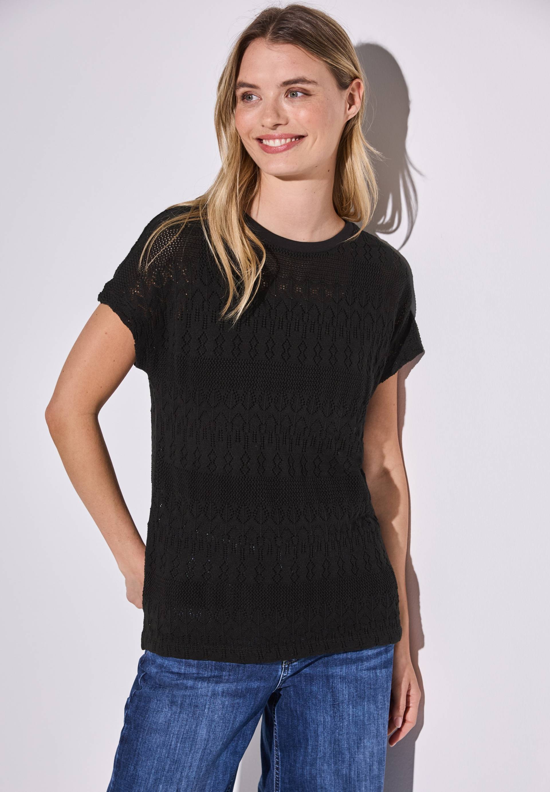 STREET ONE Kurzarmpullover, mit filigranem Muster STREET ONE Kurzarmpullover, mit filigranem Muster von STREET ONE