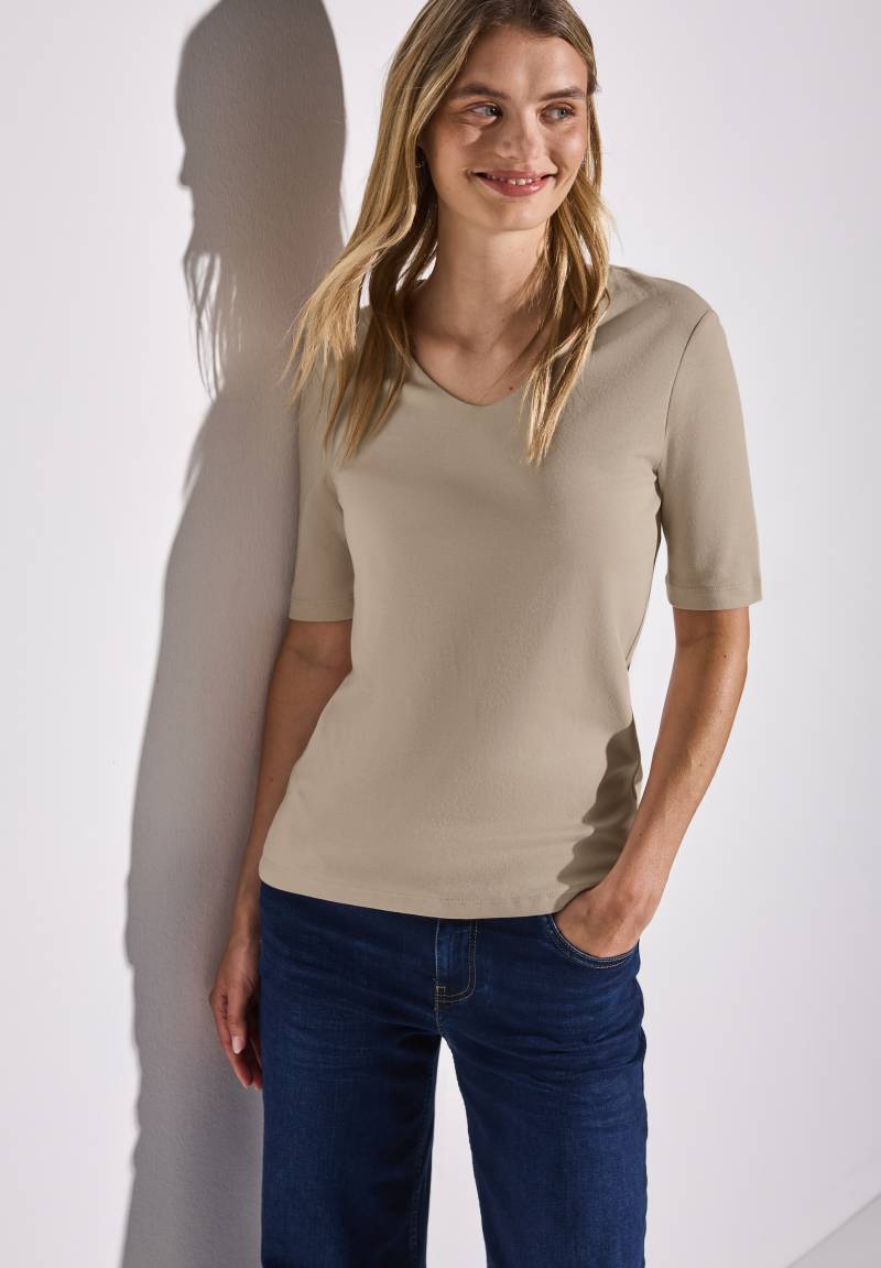 STREET ONE Kurzarmshirt »Style Palmira«, mit tiefem Rundhalsausschnitt von STREET ONE