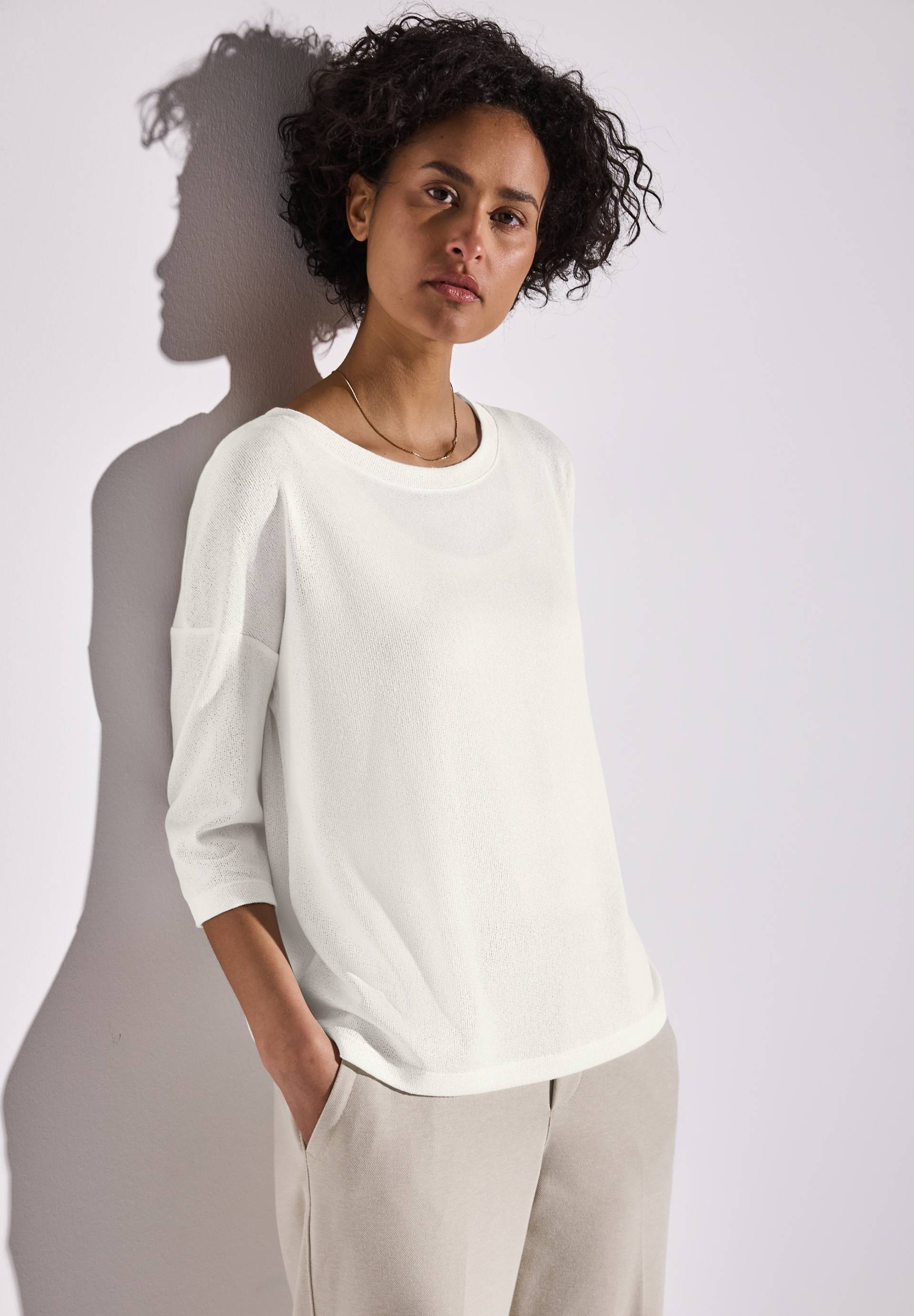 STREET ONE T-Shirt, 3/4-Arm und im Strick-Look von STREET ONE