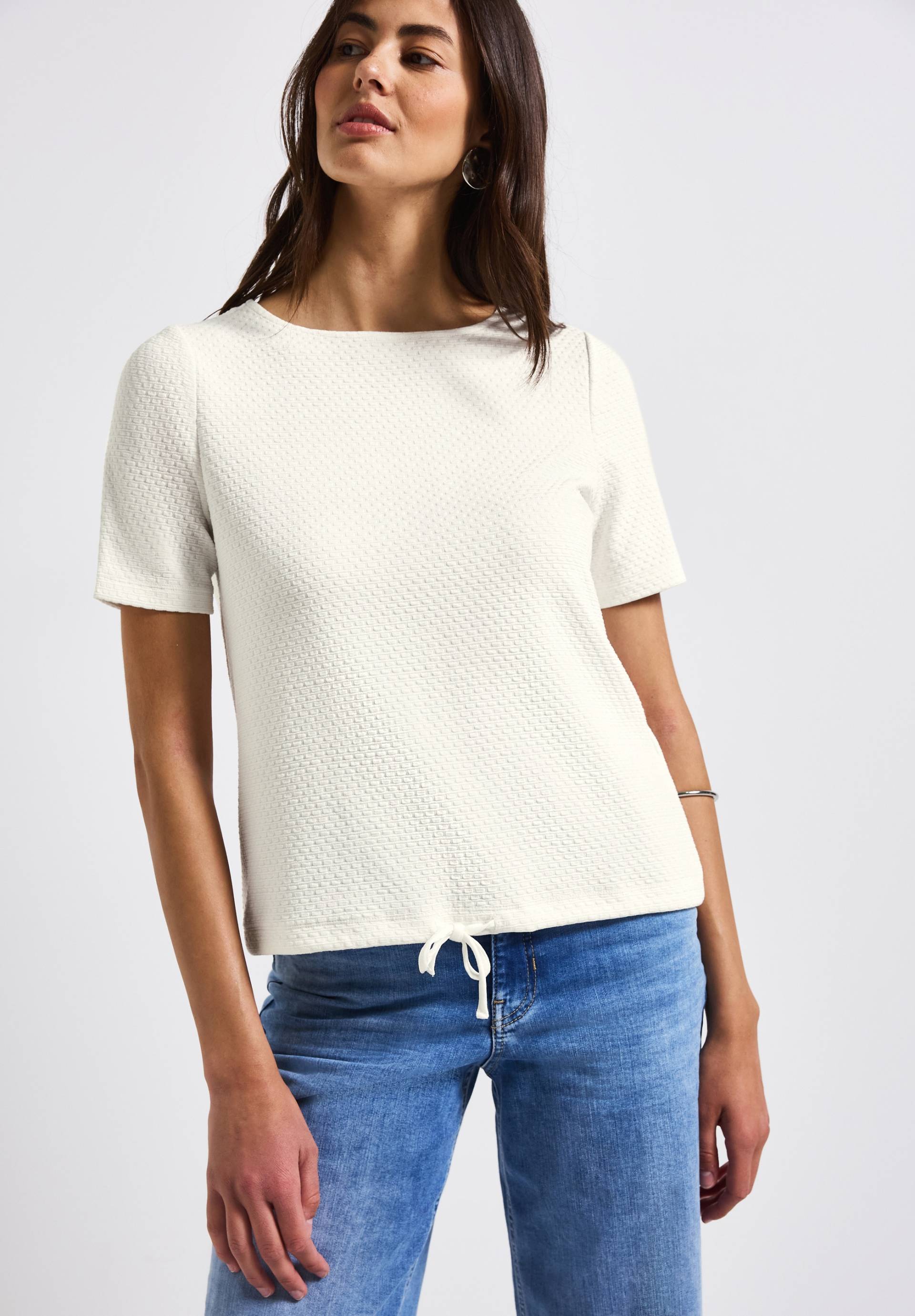 STREET ONE T-Shirt, mit Tunnelzug am Saum und in Struktur-Optik von STREET ONE