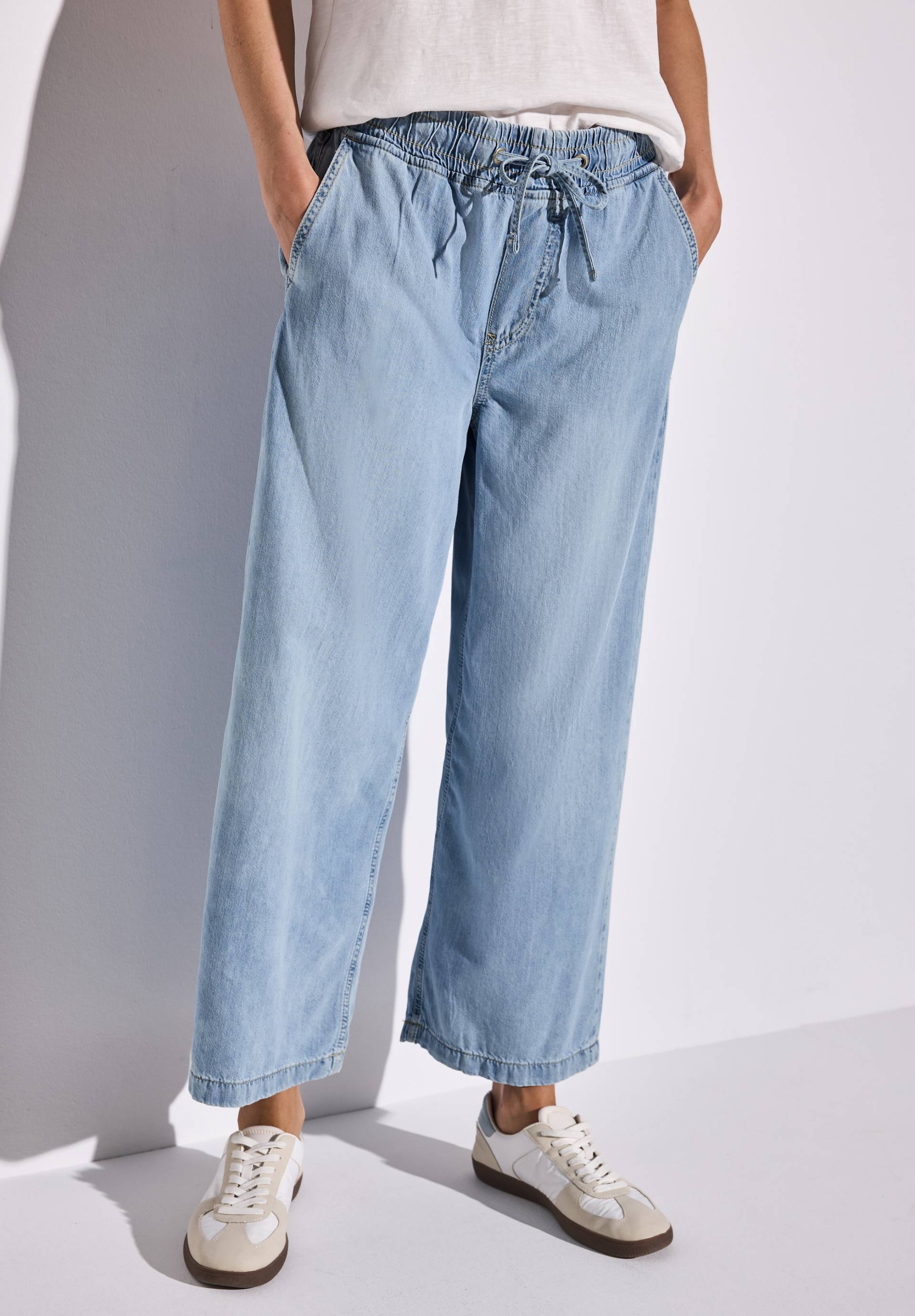 STREET ONE Weite Jeans, mit elastischem Bund und Tunnelzug von STREET ONE