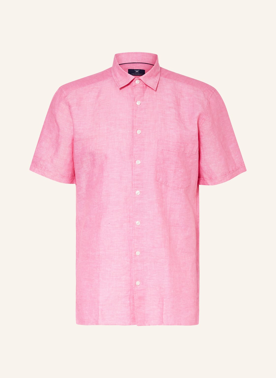 Strokesman's Kurzarm-Hemd Regular Fit Mit Leinen pink von STROKESMAN'S