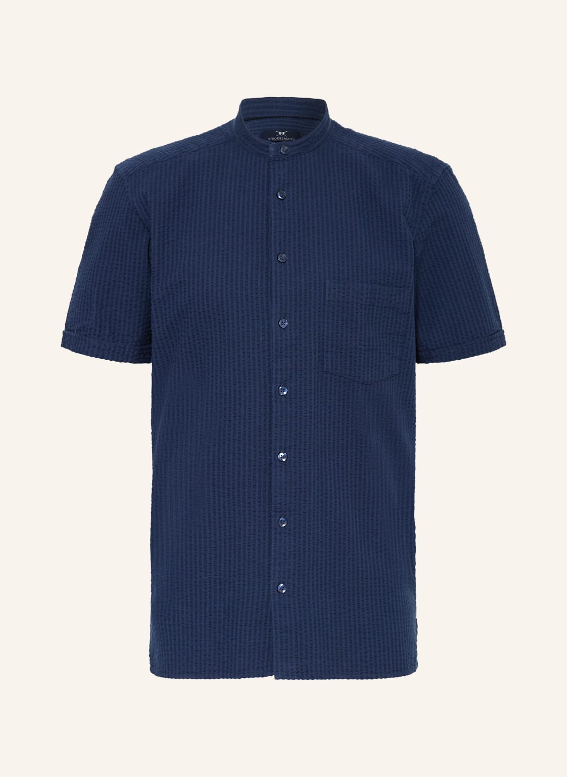 Strokesman's Kurzarm-Hemd Regular Fit Mit Stehkragen blau von STROKESMAN'S