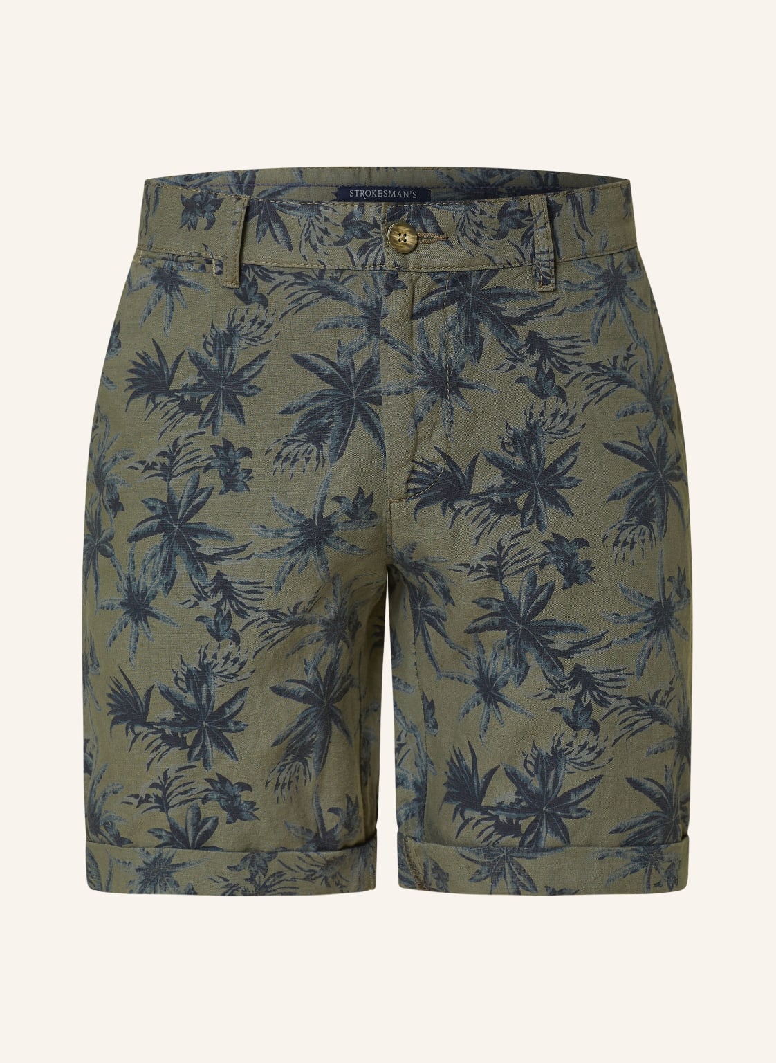 Strokesman's Shorts Slim Fit Mit Leinen gruen von STROKESMAN'S