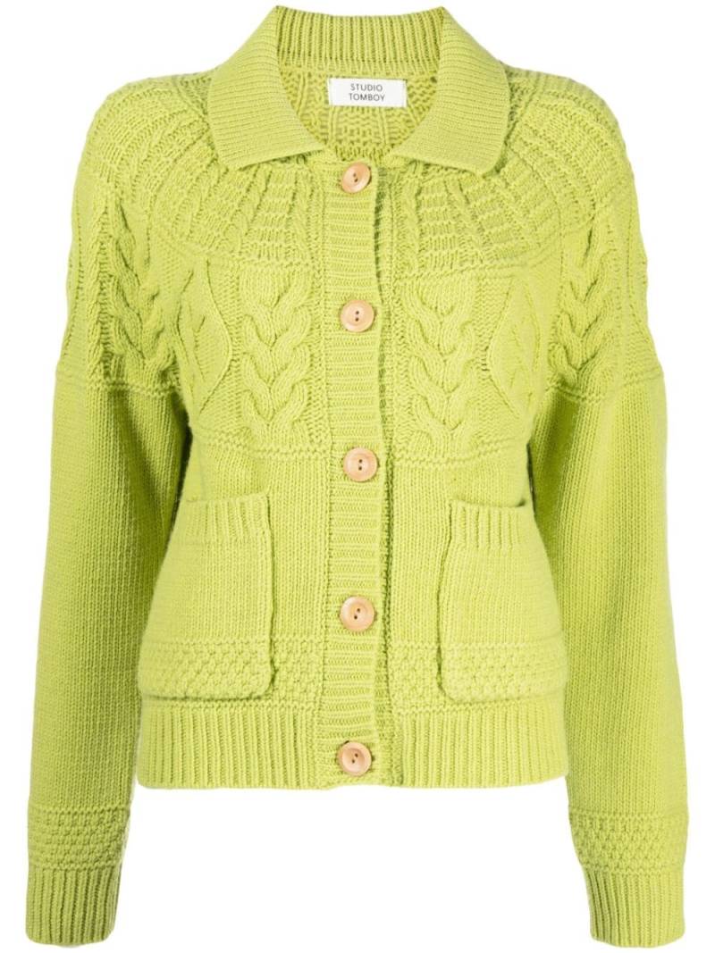 STUDIO TOMBOY cable-knit button-up cardigan - Green von STUDIO TOMBOY