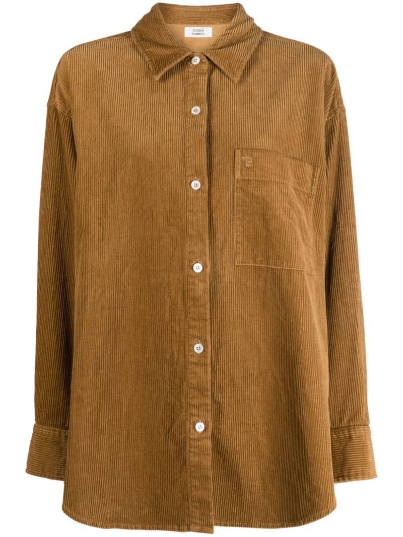 STUDIO TOMBOY logo-embroidered corduroy shirt - Brown von STUDIO TOMBOY