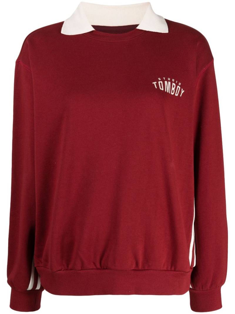 STUDIO TOMBOY logo-print stripe-detail sweatshirt - Red von STUDIO TOMBOY