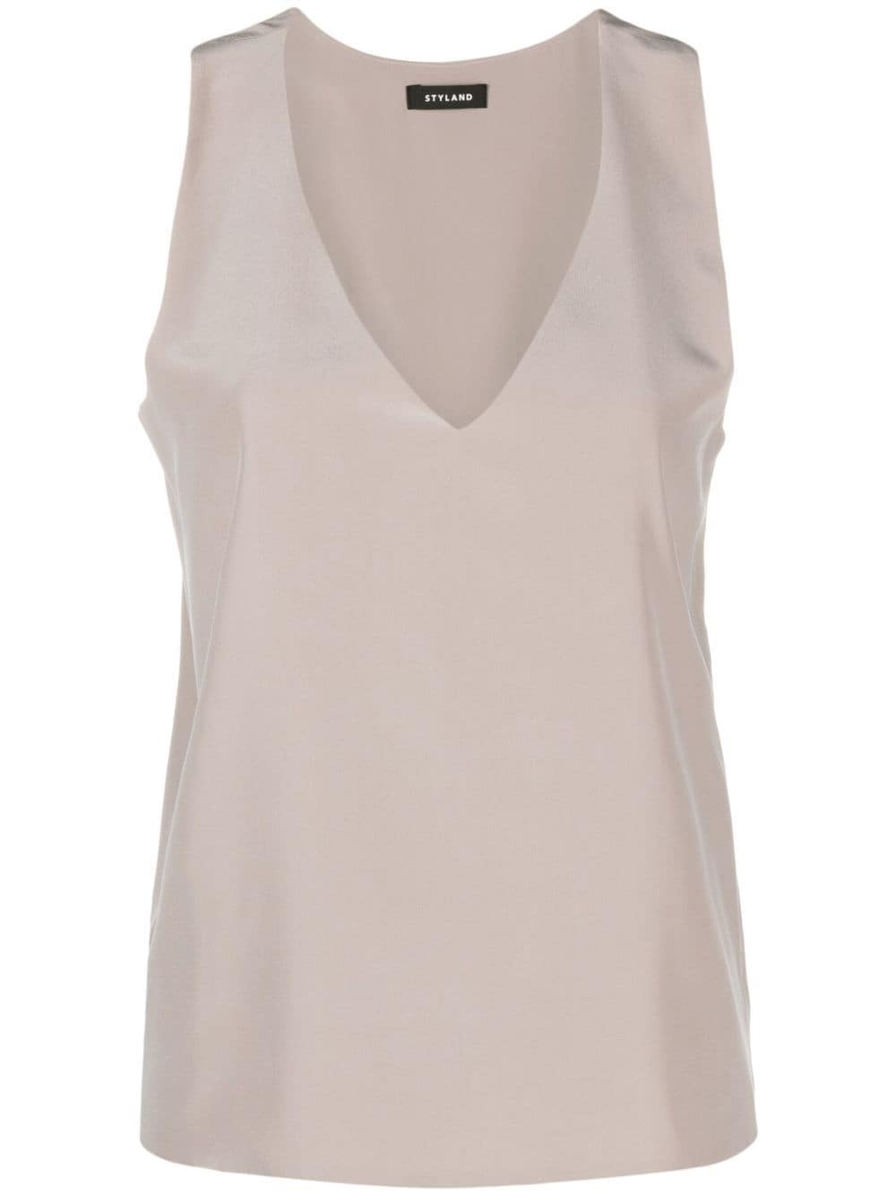 STYLAND V-neck silk vest top - Neutrals von STYLAND