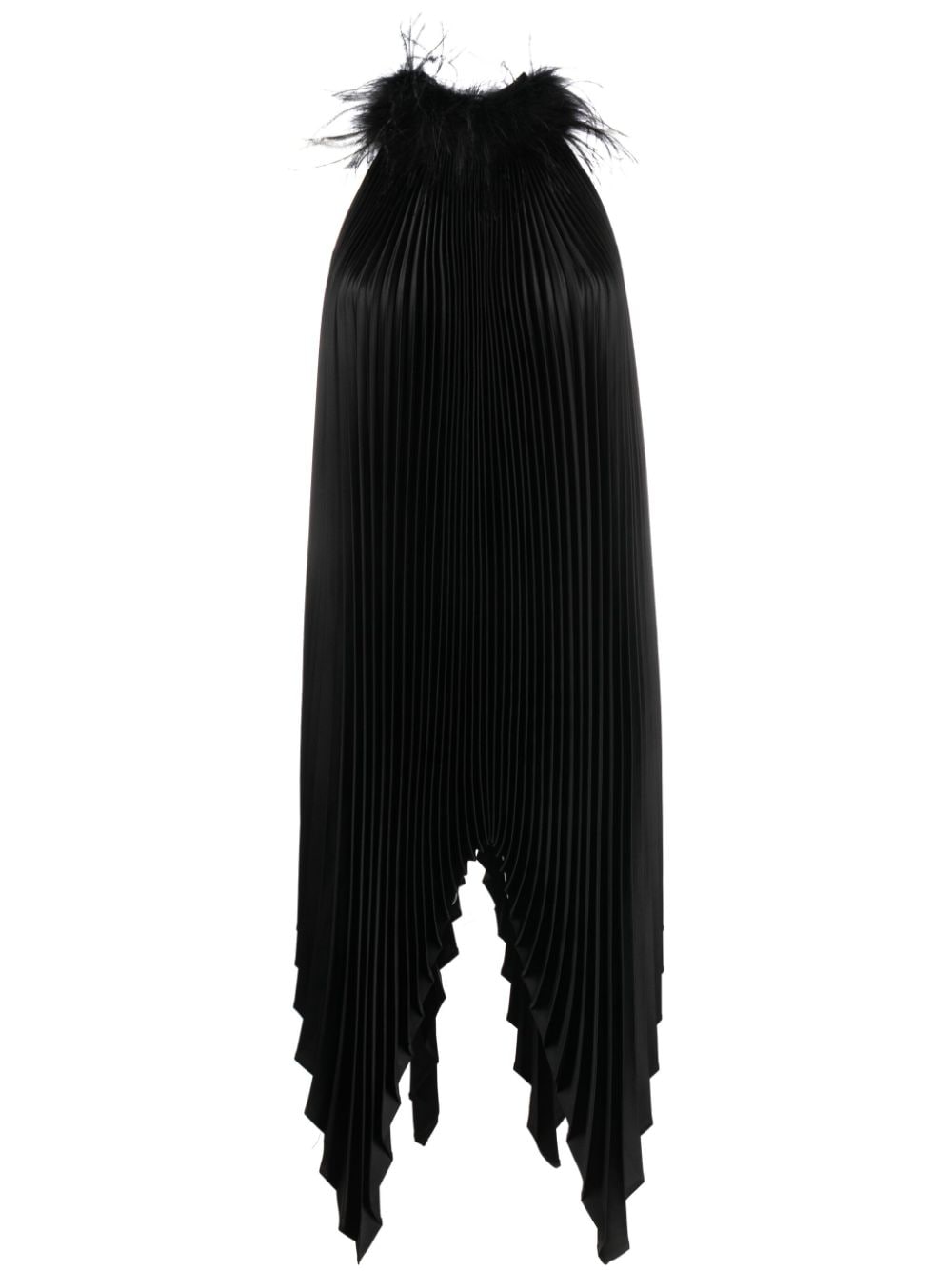 STYLAND feather-detail pleated mini dress - Black von STYLAND