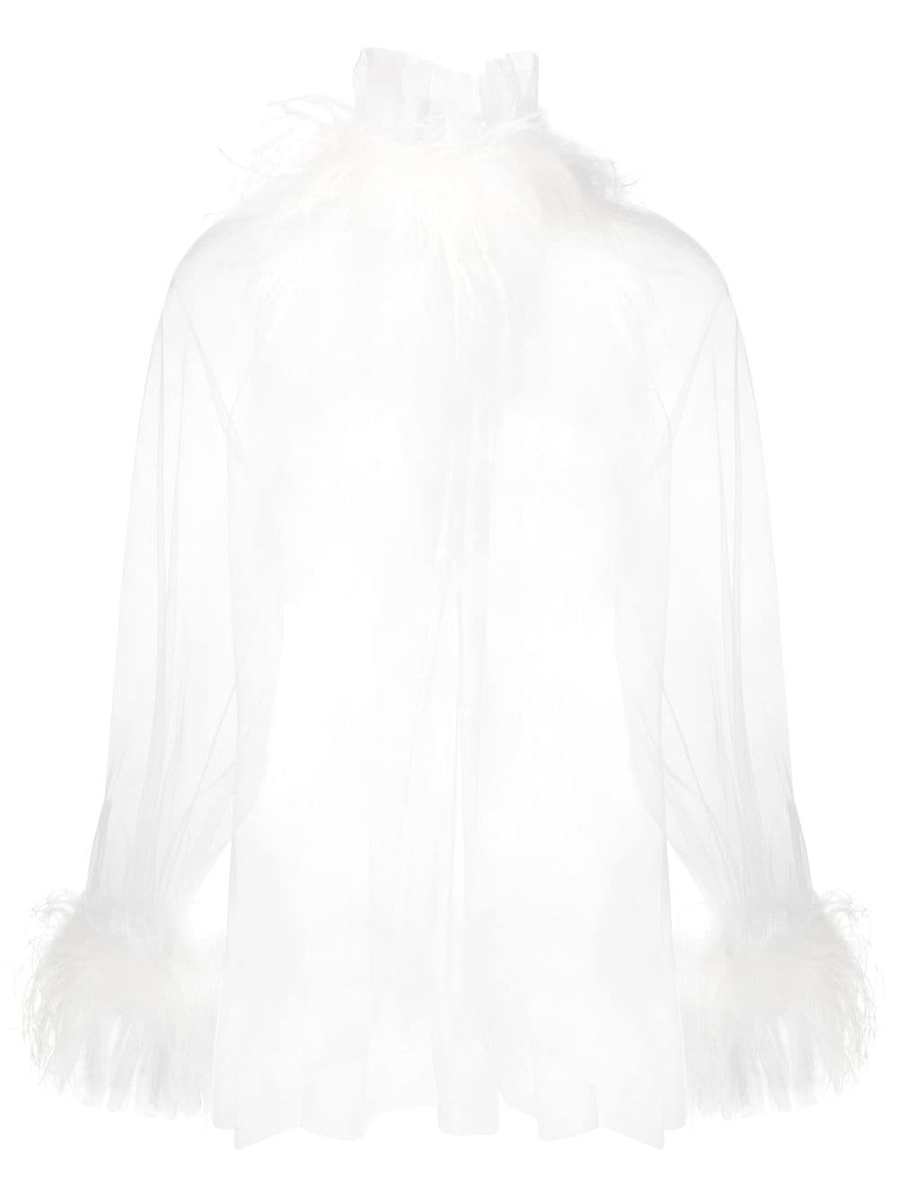 STYLAND feather trim blouse - White von STYLAND