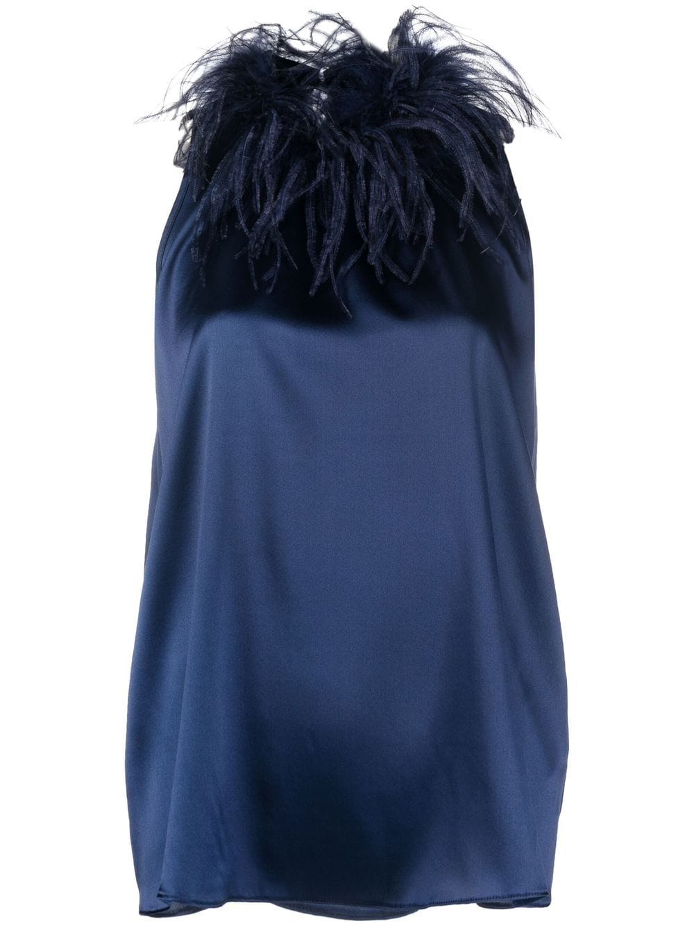 STYLAND feather-trim sleeveless blouse - Blue von STYLAND