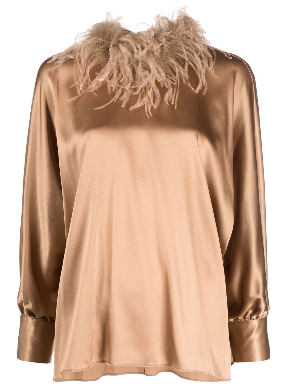 STYLAND feather-trimmed blouse - Neutrals von STYLAND