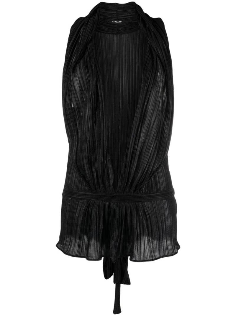 STYLAND metallic-effect pleated tank top - Black von STYLAND