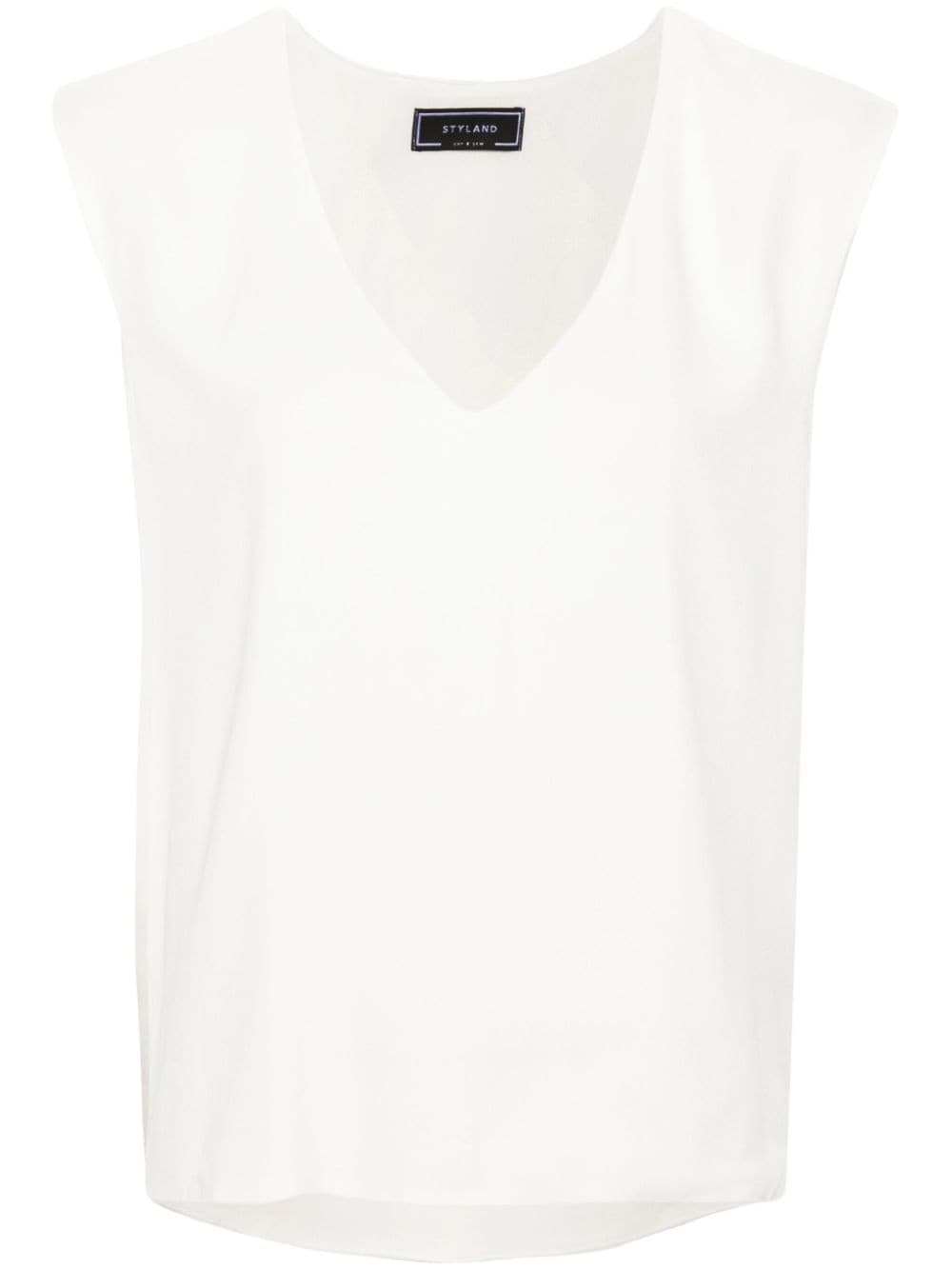 STYLAND sleeveless crepe blouse - White von STYLAND