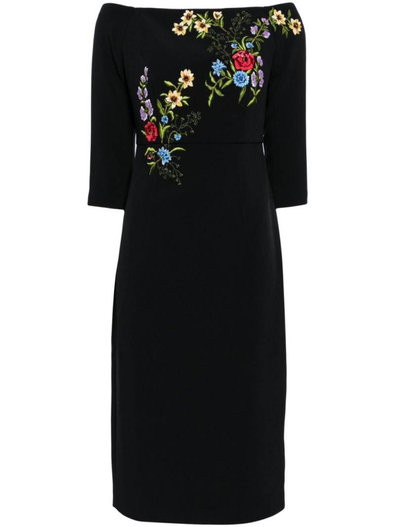 Sachin & Babi Fatima floral-embroidered midi dress - Black von Sachin & Babi