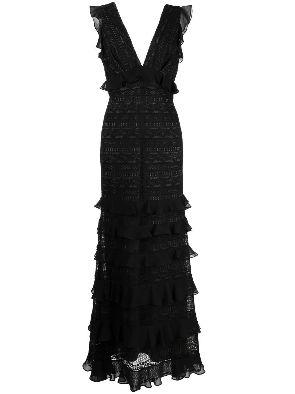 Sachin & Babi Serafina lace ruffled gown - Black von Sachin & Babi