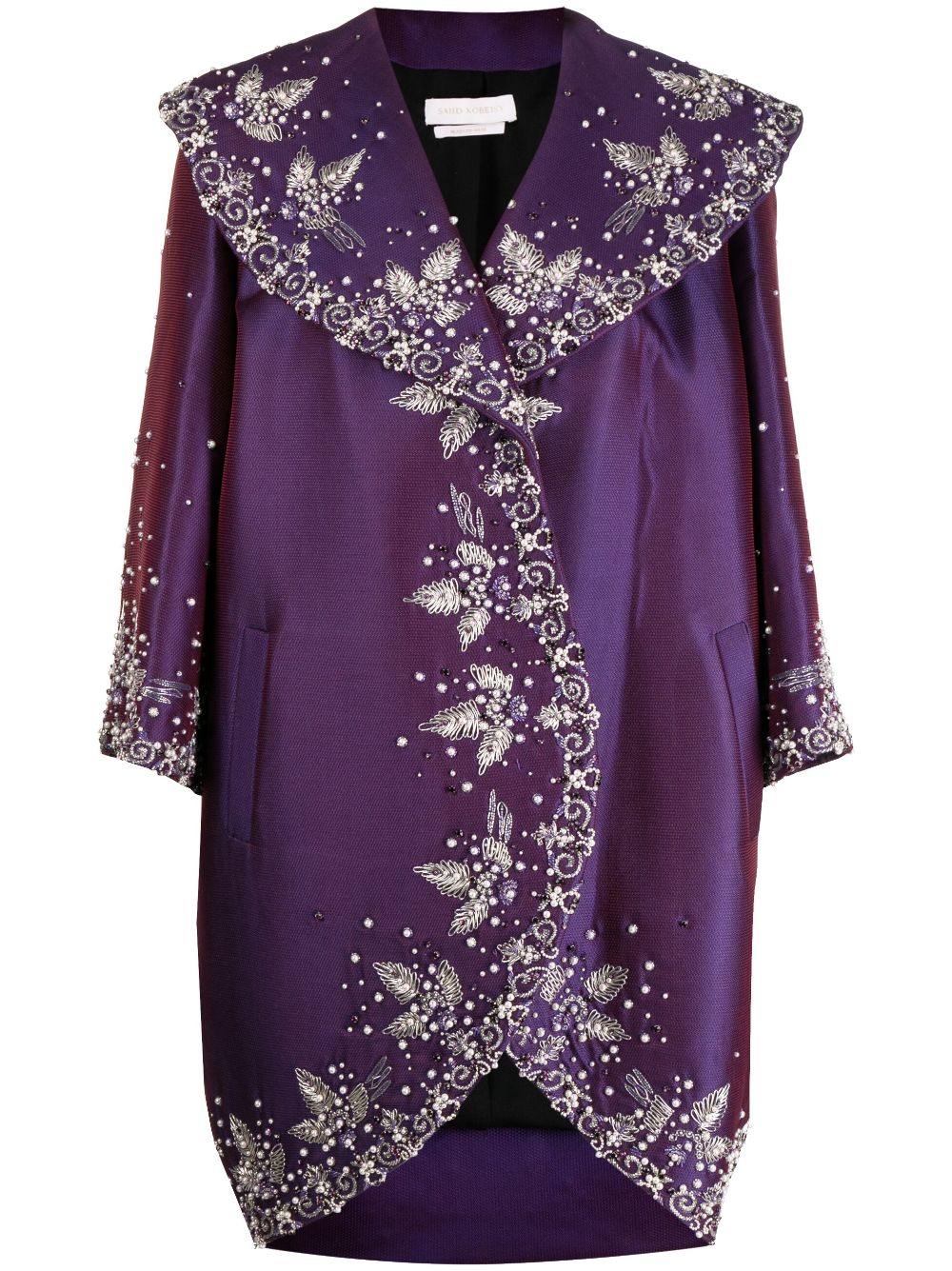 Saiid Kobeisy Mikado beaded satin-finish jacket - Purple von Saiid Kobeisy