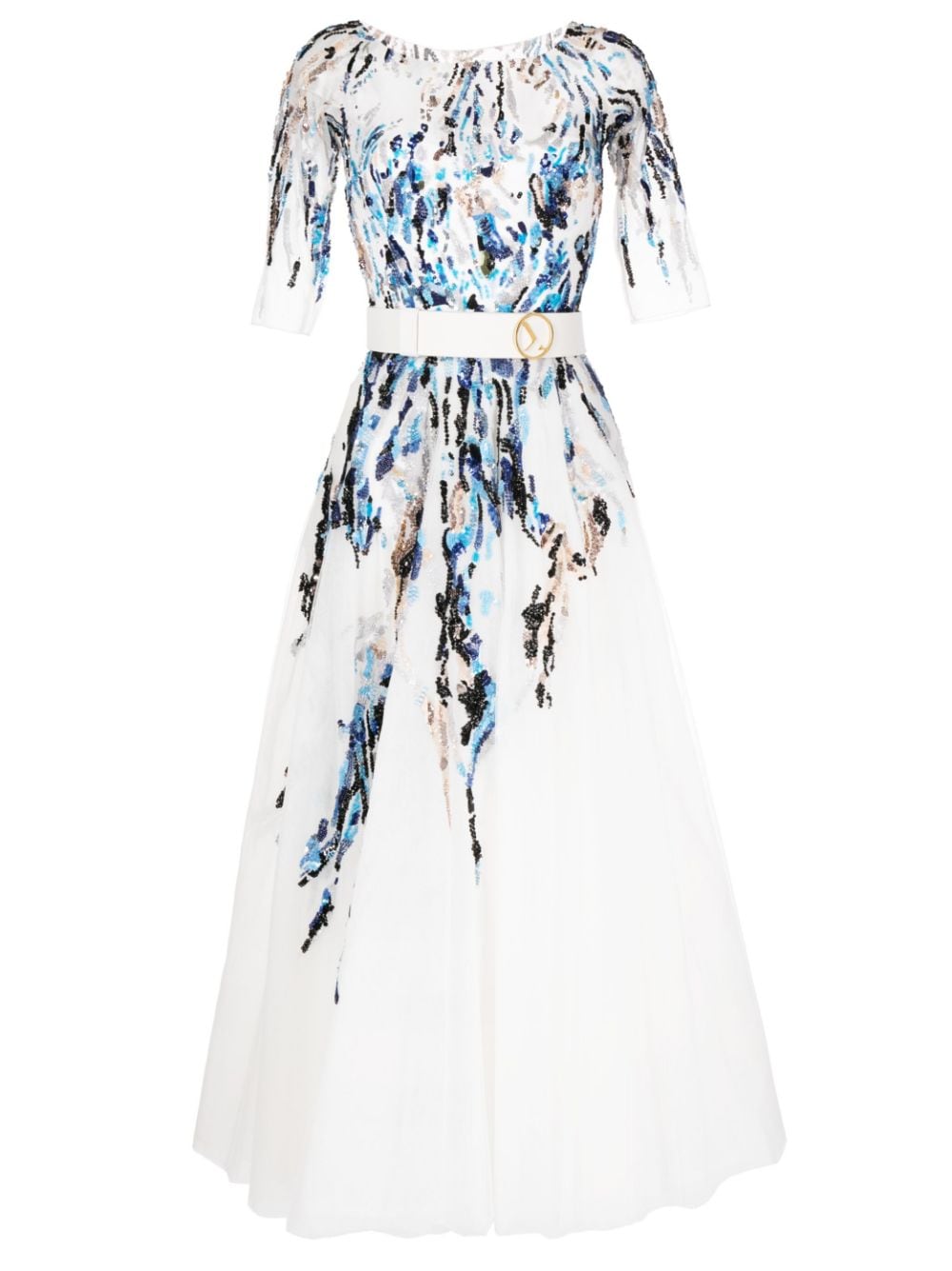 Saiid Kobeisy bead-embellished tulle midi dress - White von Saiid Kobeisy