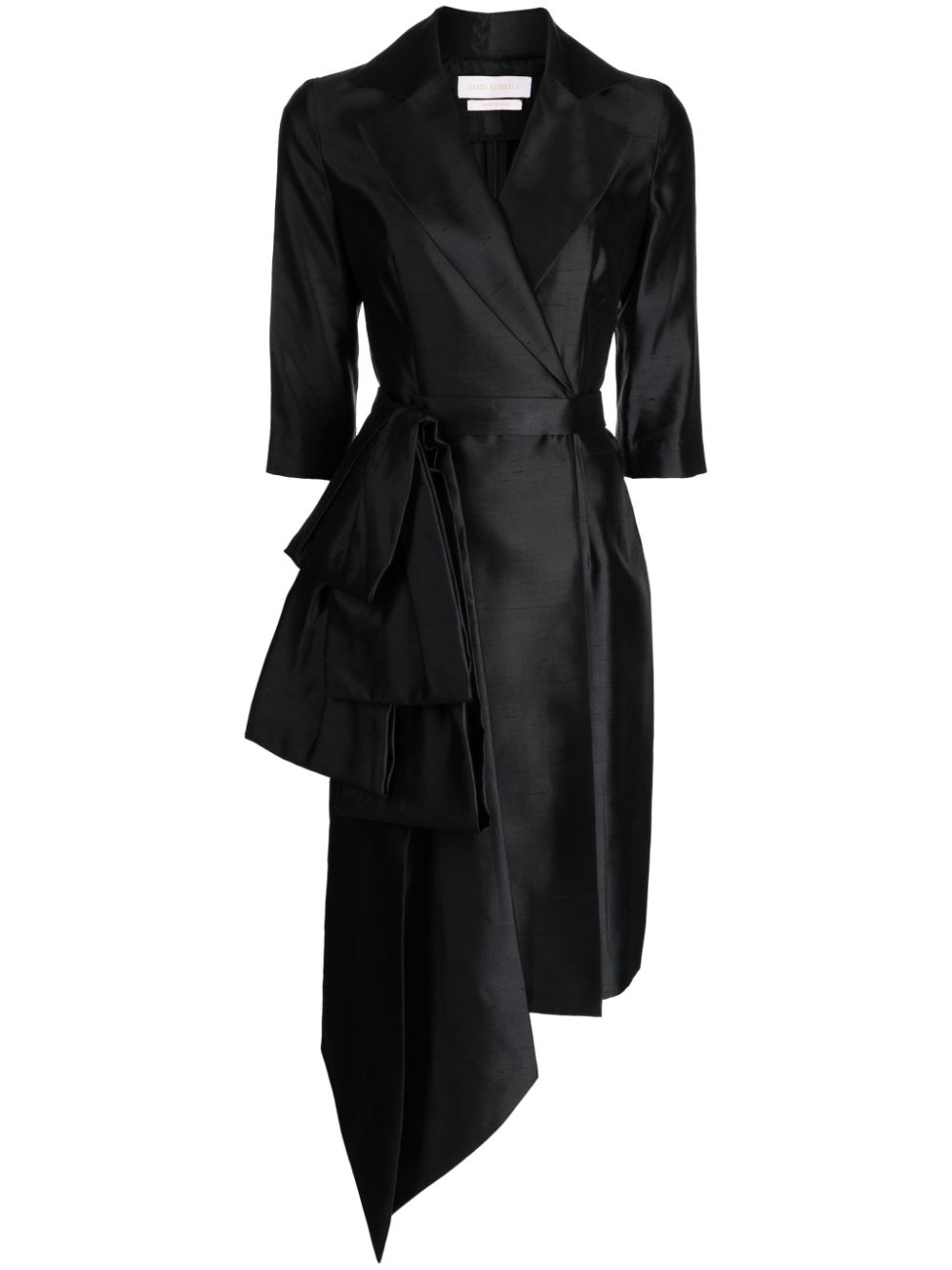 Saiid Kobeisy belted shantung wrap dress - Black von Saiid Kobeisy