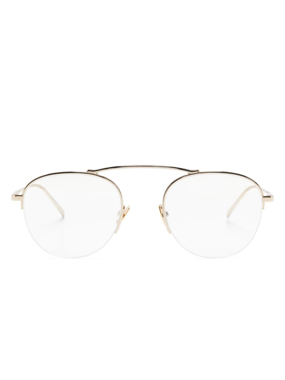 Saint Laurent Eyewear logo-engraved round-frame glasses - Gold von Saint Laurent Eyewear