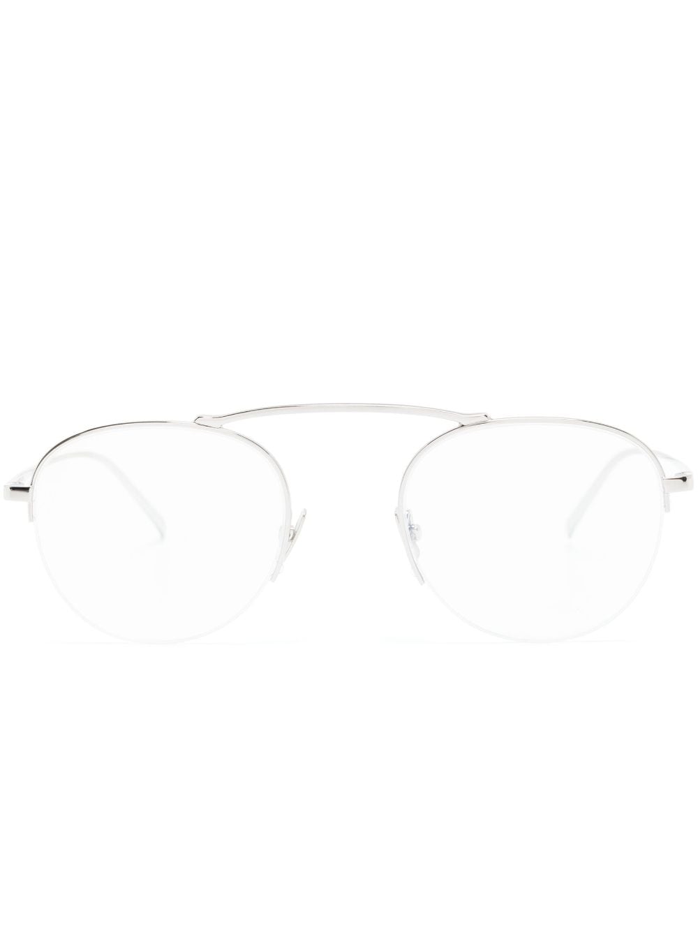 Saint Laurent Eyewear logo-engraved round-frame glasses - Silver von Saint Laurent Eyewear
