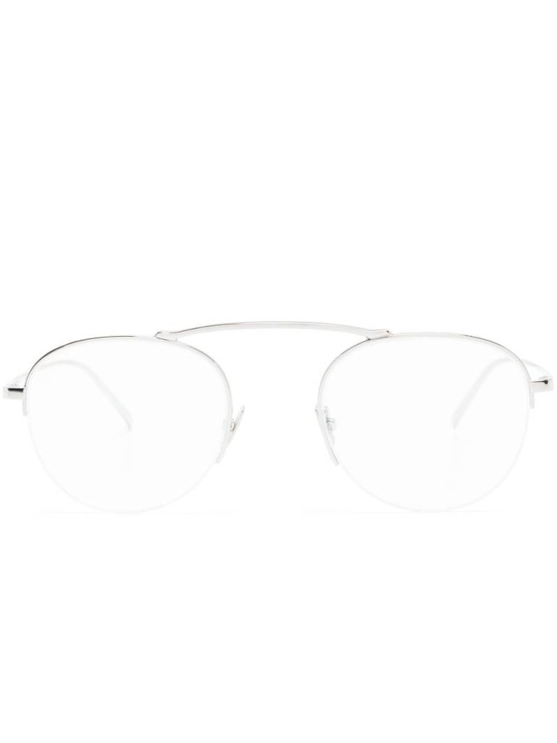 Saint Laurent Eyewear logo-engraved round-frame glasses - Silver von Saint Laurent Eyewear