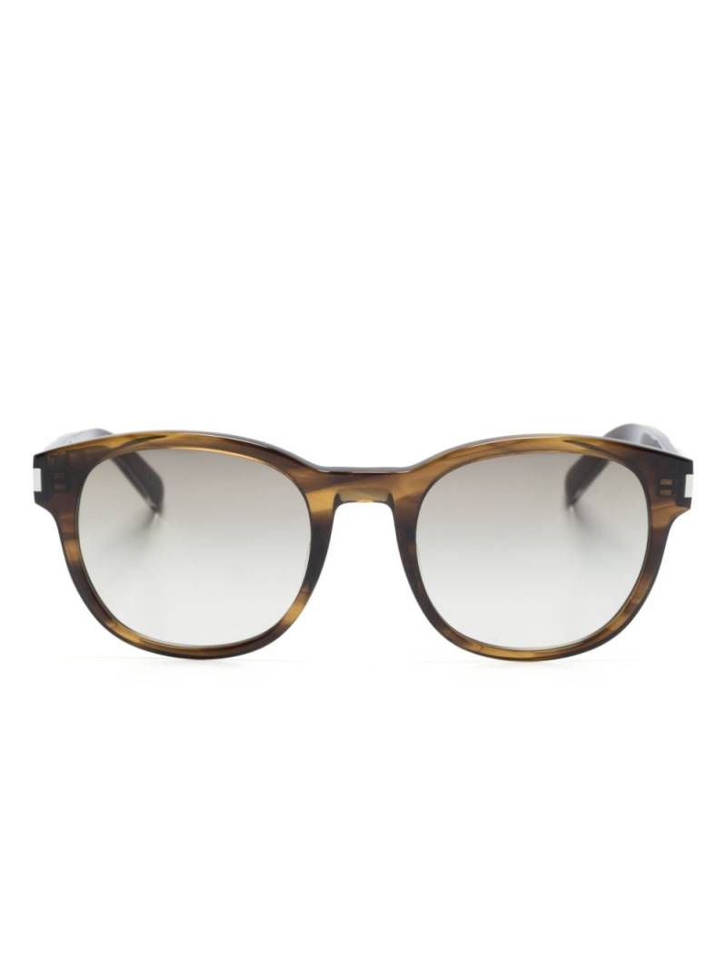 Saint Laurent Eyewear logo-engraved round-frame sunglasses - Brown von Saint Laurent Eyewear