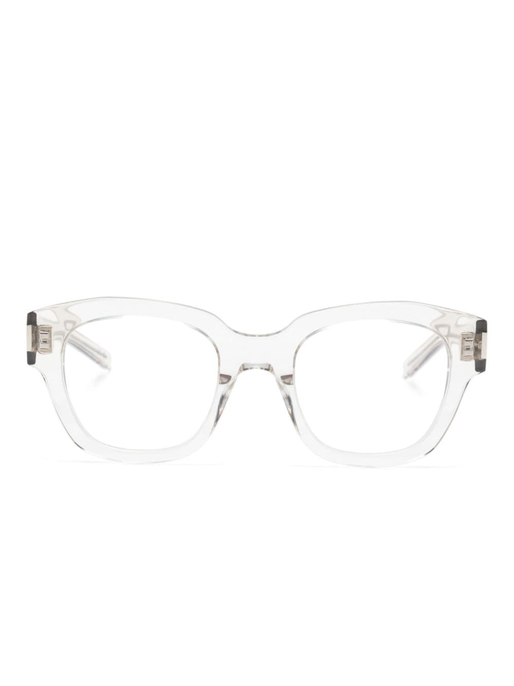 Saint Laurent Eyewear logo-engraved square-frame glasses - Neutrals von Saint Laurent Eyewear