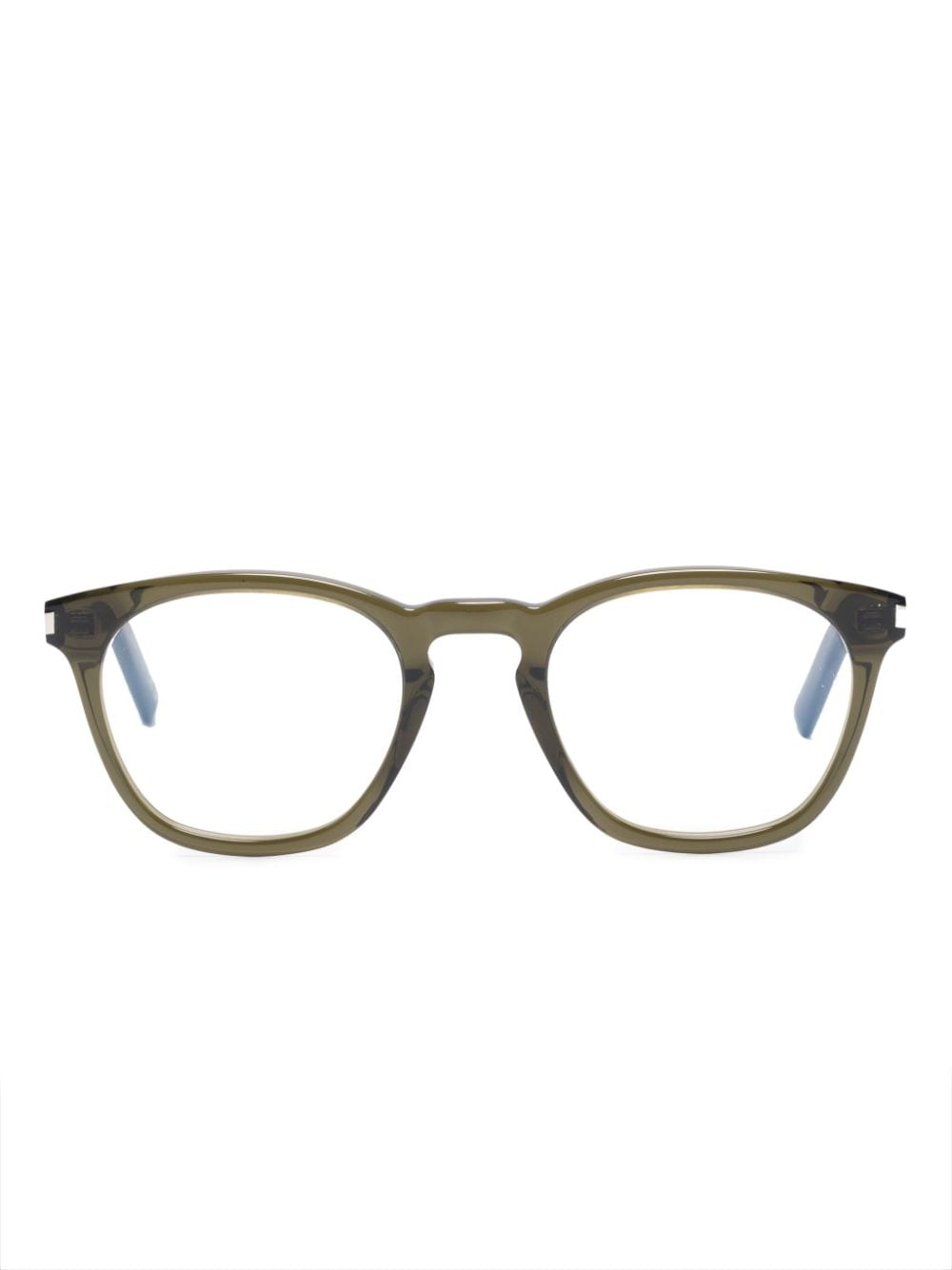 Saint Laurent Eyewear polished-effect round-frame glasses - Green von Saint Laurent Eyewear