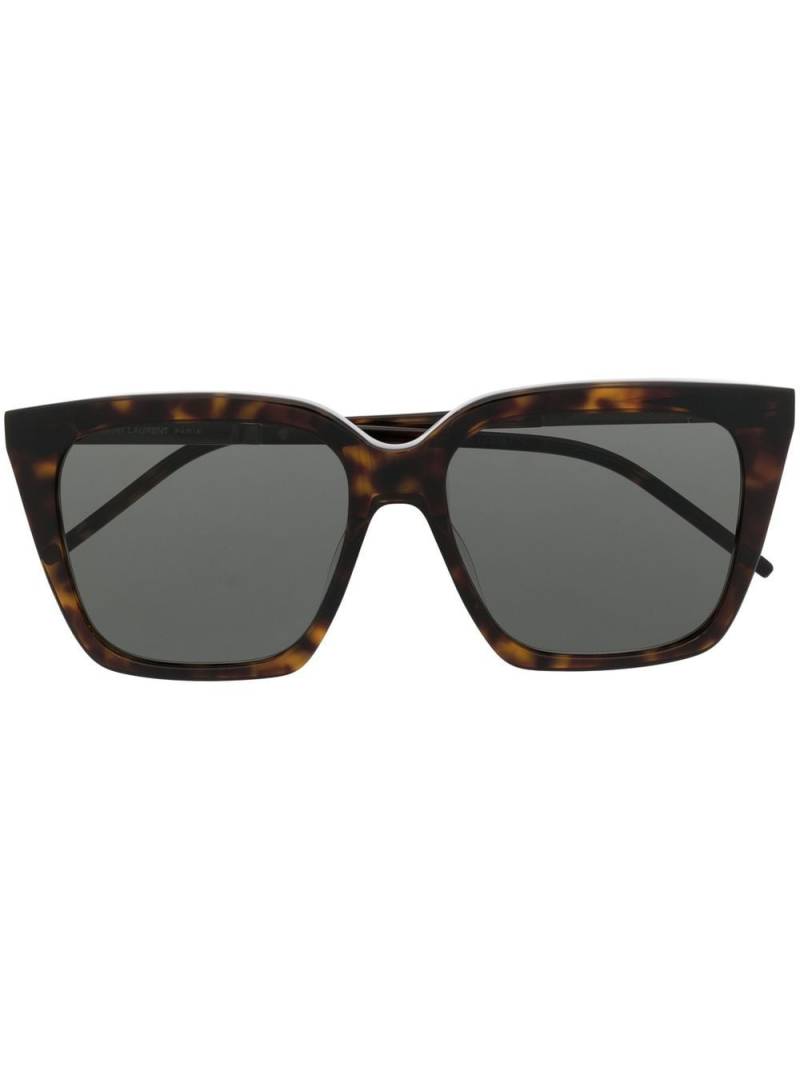 Saint Laurent Eyewear tortoiseshell-effect logo sunglasses - Brown von Saint Laurent Eyewear