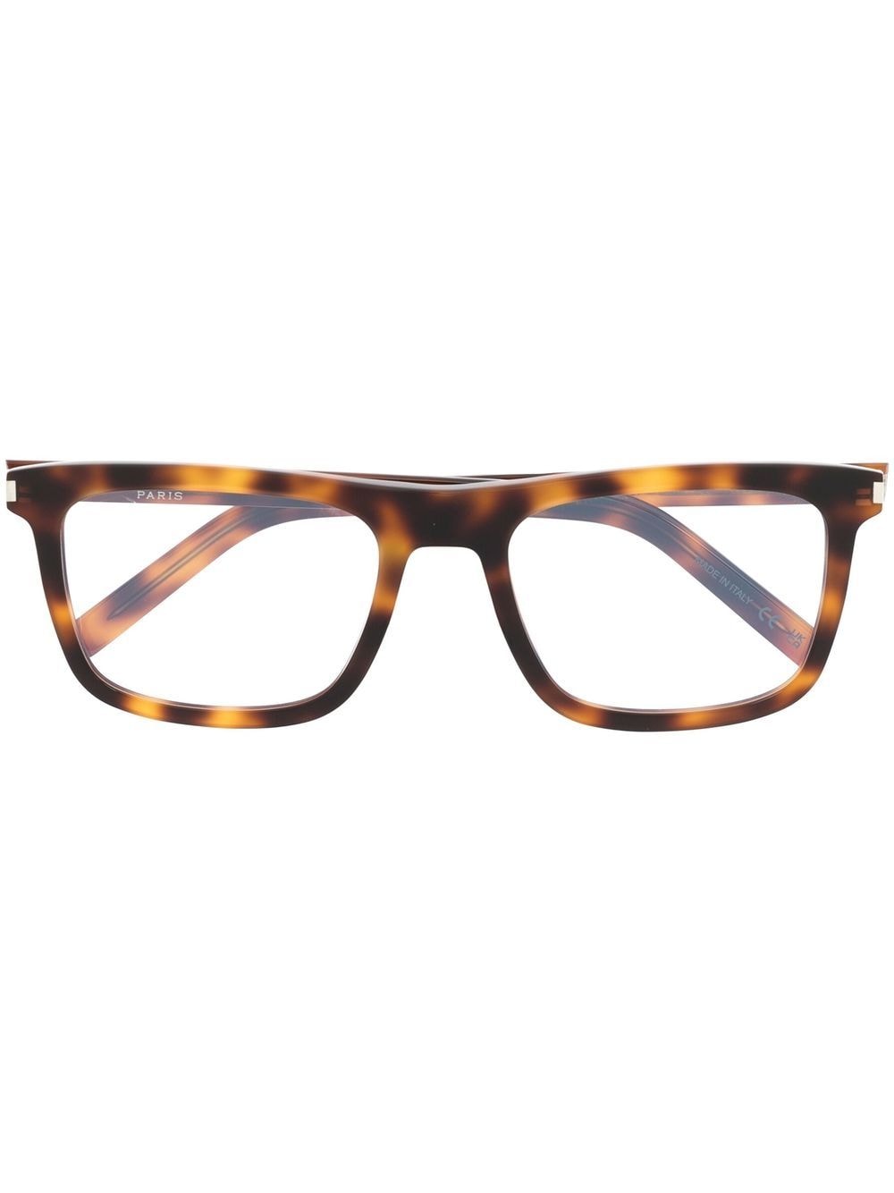 Saint Laurent Eyewear tortoiseshell-effect square-frame glasses - Brown von Saint Laurent Eyewear