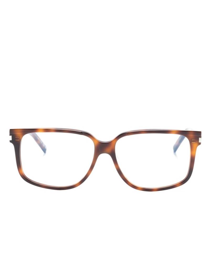 Saint Laurent Eyewear tortoiseshell-effect square-frame glasses - Brown von Saint Laurent Eyewear