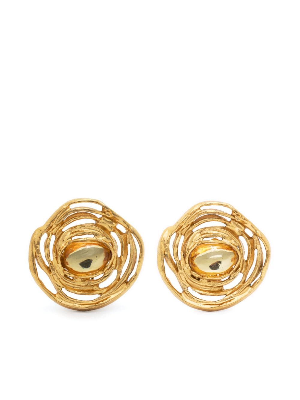 Saint Laurent Pre-Owned 1980 large floral clip-on earrings - Gold von Saint Laurent Pre-Owned