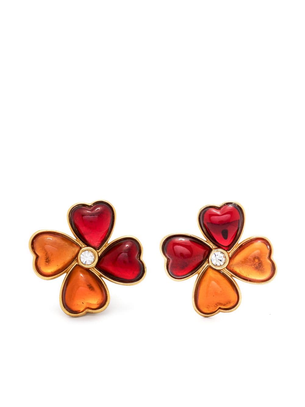 Saint Laurent Pre-Owned 1980s clover clip-on earrings - Red von Saint Laurent Pre-Owned