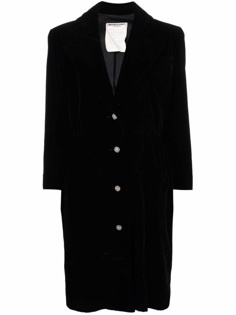 Saint Laurent Pre-Owned 1980s rhinestone-embellished velvet midi dress - Black von Saint Laurent Pre-Owned