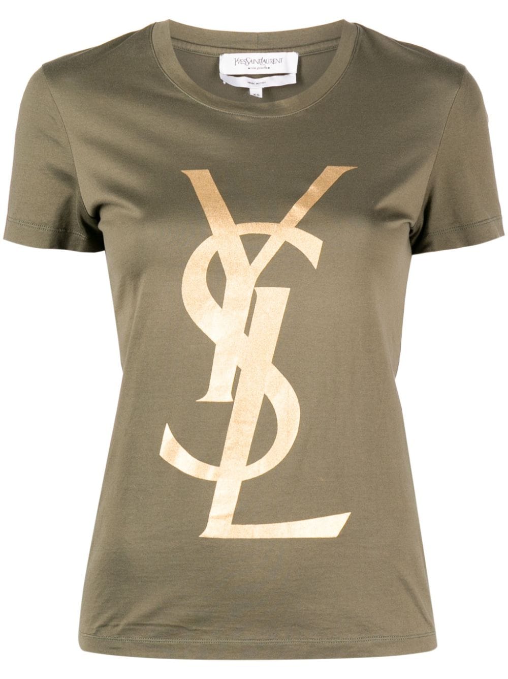 Saint Laurent Pre-Owned 1990-2000 YSL-print cotton T-shirt - Green von Saint Laurent Pre-Owned