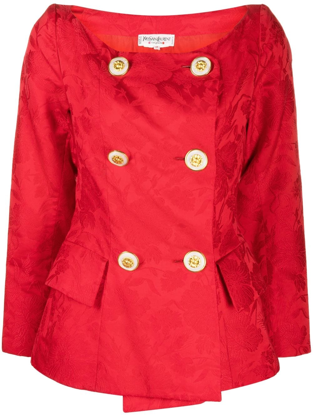 Saint Laurent Pre-Owned floral jacquard double-breasted jacket - Red von Saint Laurent Pre-Owned