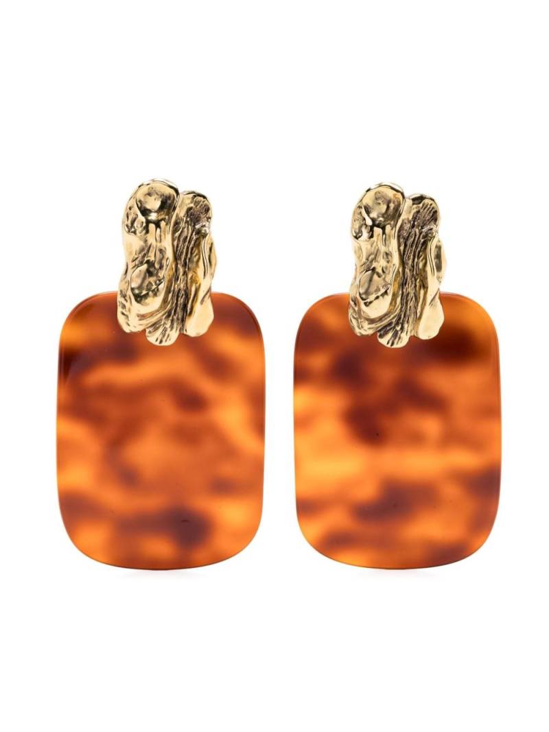 Saint Laurent Pre-Owned tortoiseshell-plaque clip-on earrings - Brown von Saint Laurent Pre-Owned