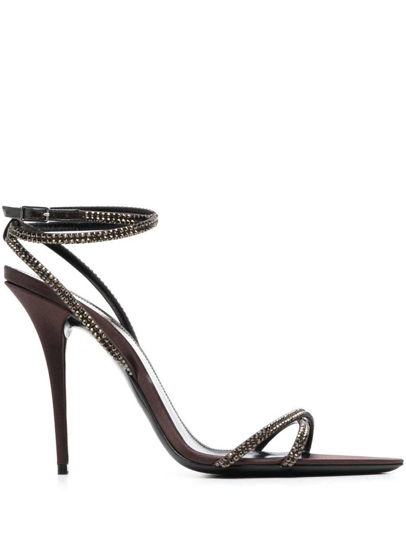 Saint Laurent Ava 105mm embellished sandals - Brown von Saint Laurent