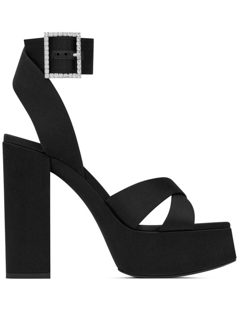 Saint Laurent Bianca 125mm crystal-embellished platform sandals - Black von Saint Laurent