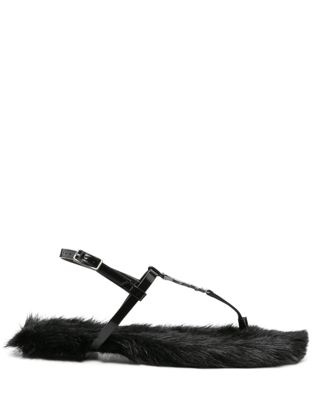 Saint Laurent Cassandra faux fur-lined sandals - Black von Saint Laurent