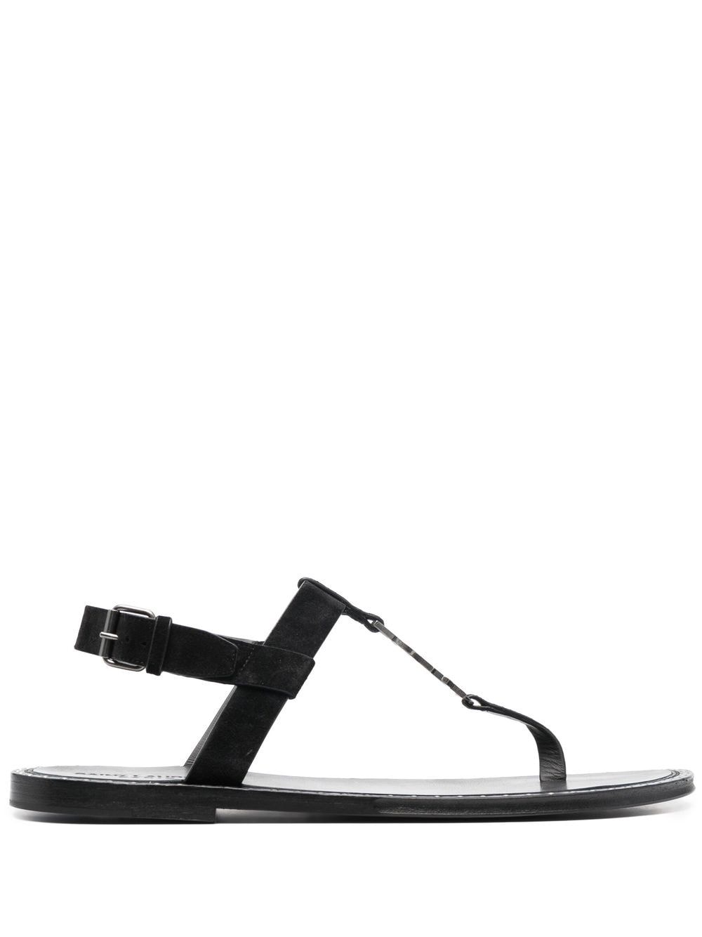 Saint Laurent Cassandra logo plaque flat sandals - Black von Saint Laurent