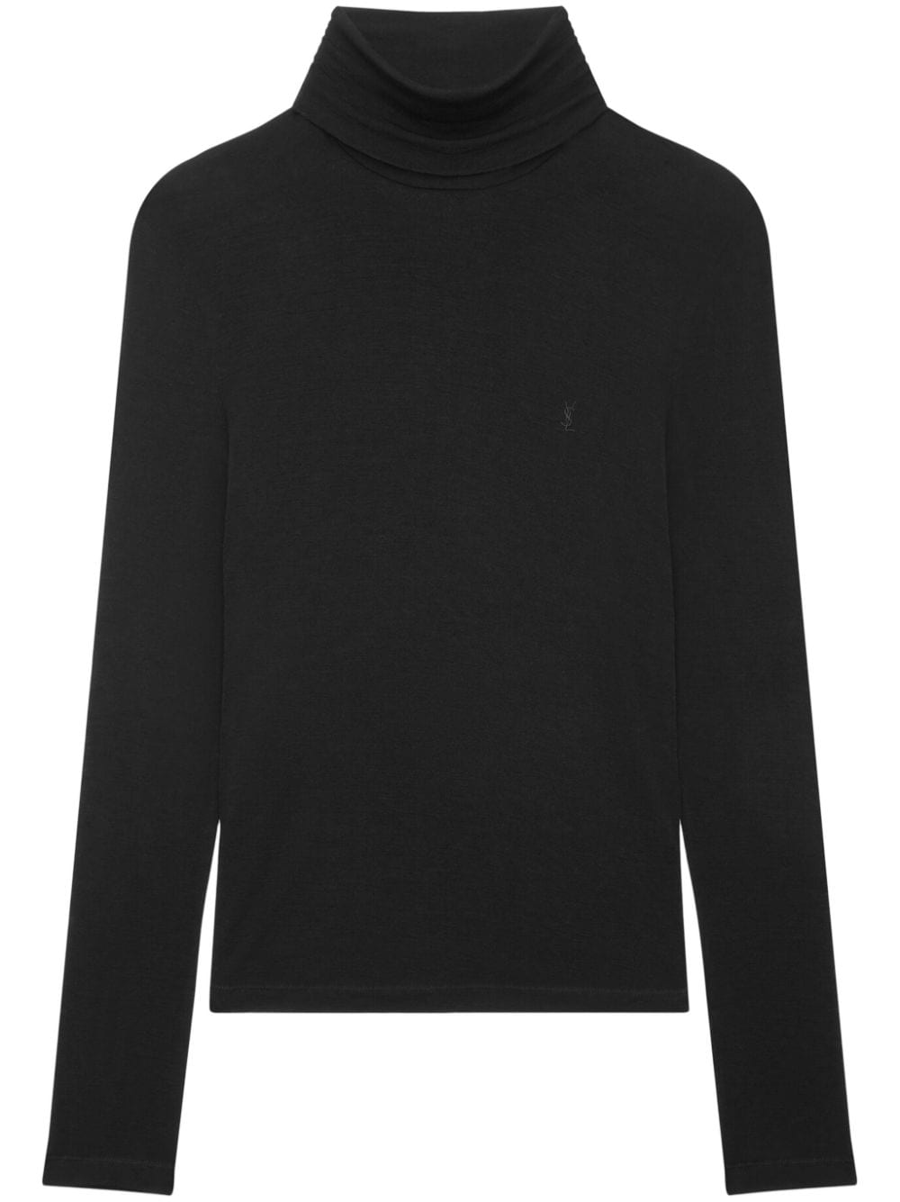 Saint Laurent Cassandre-embroidered roll-neck jumper - Black von Saint Laurent