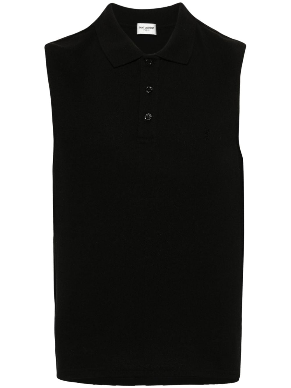 Saint Laurent Cassandre-embroidered sleeveless polo shirt - Black von Saint Laurent