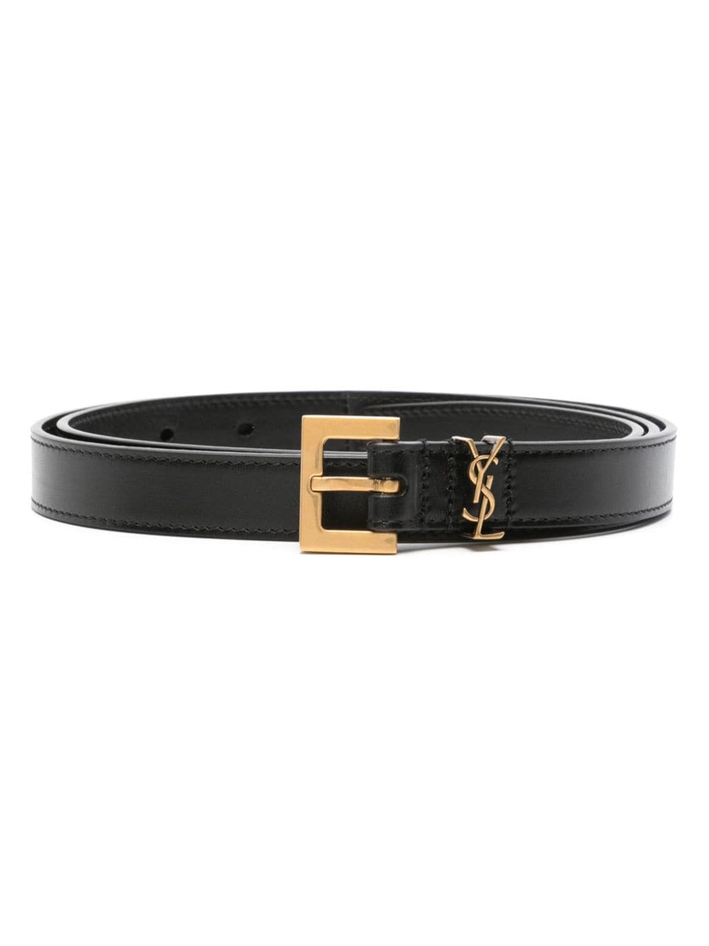 Saint Laurent Cassandre leather belt - Black von Saint Laurent