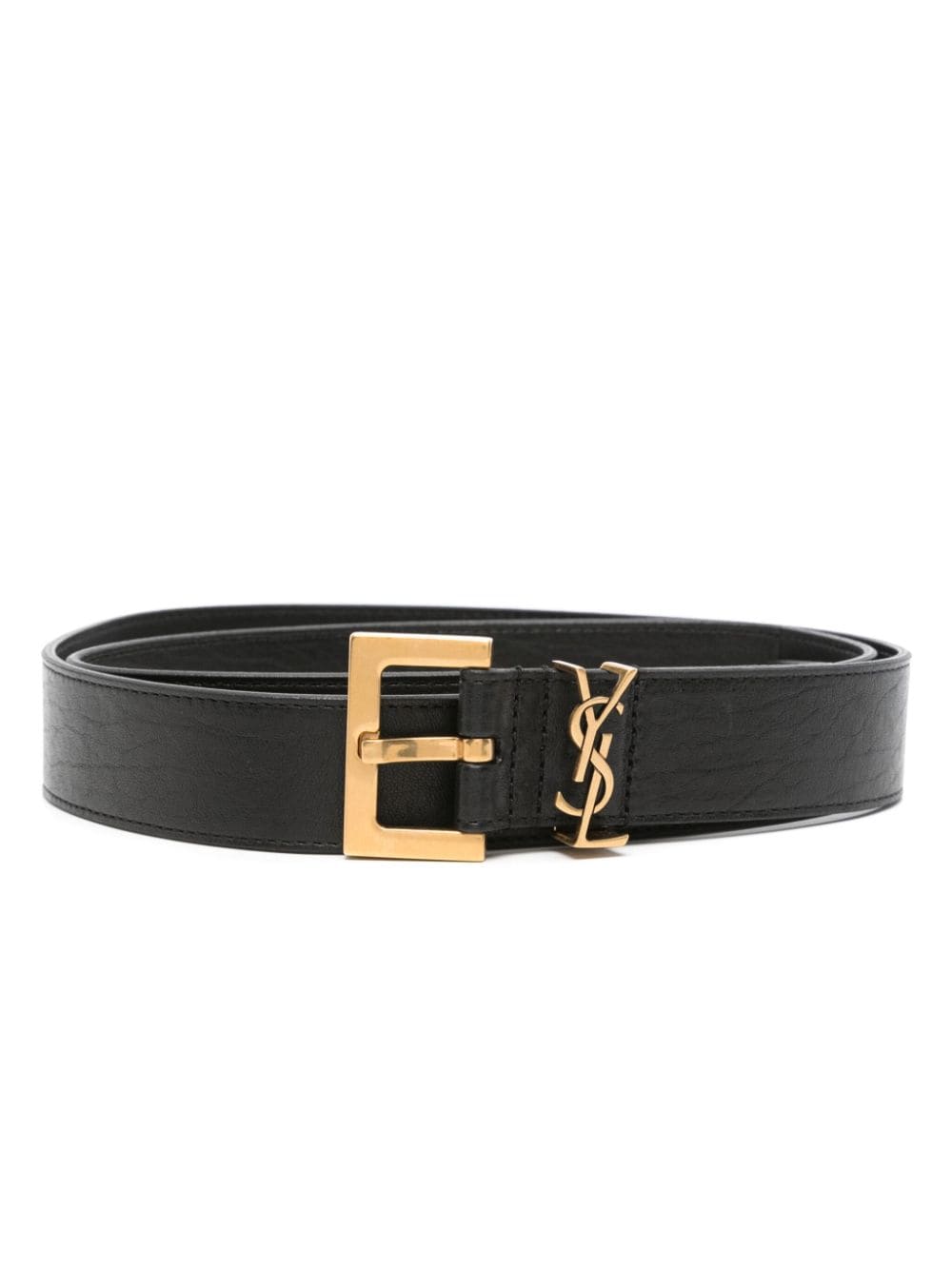 Saint Laurent Cassandre leather belt - Black von Saint Laurent