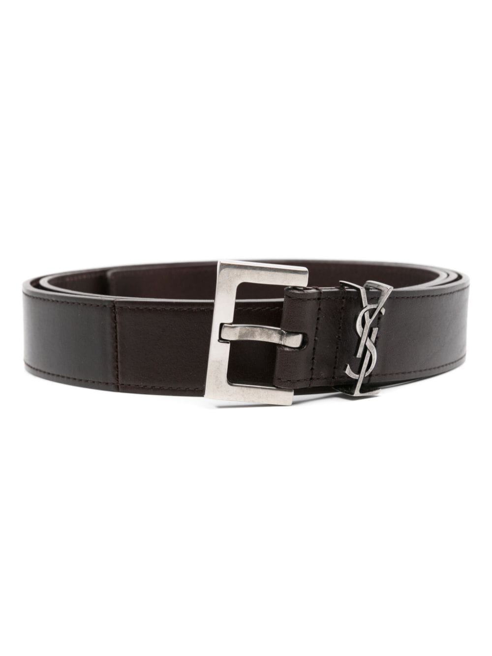 Saint Laurent Cassandre leather belt - Brown von Saint Laurent