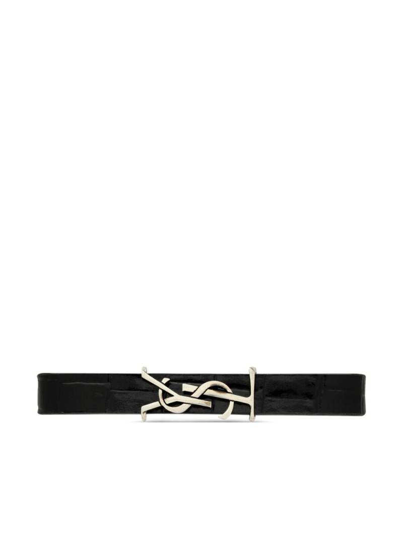 Saint Laurent Cassandre leather bracelet - Black von Saint Laurent