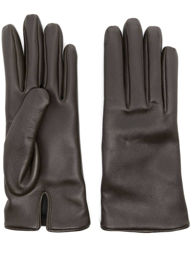 Saint Laurent Cassandre leather gloves - Brown von Saint Laurent